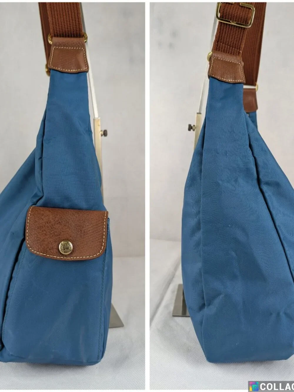 Longchamp le Pliage Shoulder Crossbody Hobo Bag Blue - Pre-Loved - Authentic.